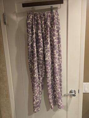American Vintage Brand 100% Cotton Fleece Pants With Lavender Print